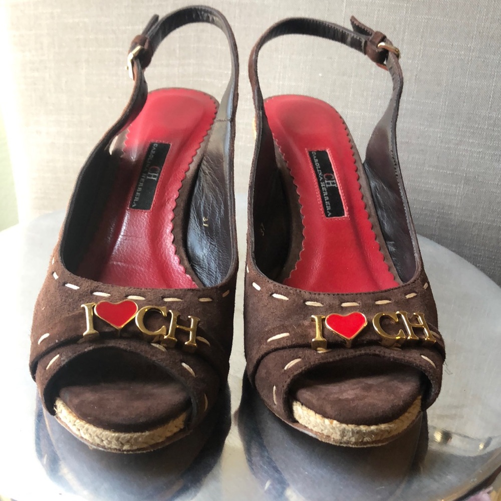 Carolina Herrera brown suede espadrille